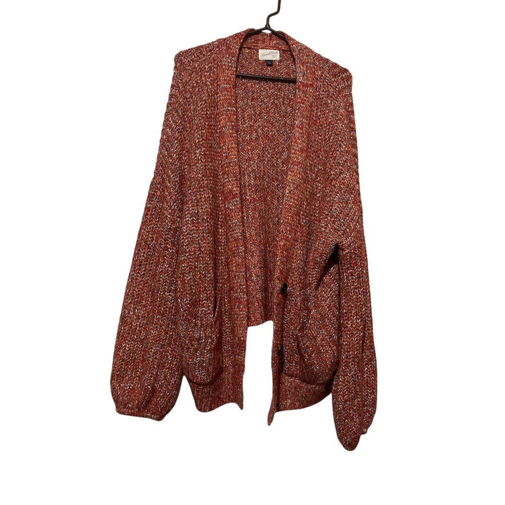 Universal Thread Orange Marled Chunky Knit Cardigan Sweater XL Office M Roger's